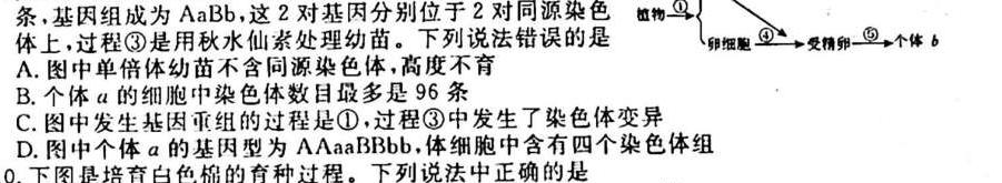 江西省2024届九年级初中目标考点测评（十二）生物学试题答案