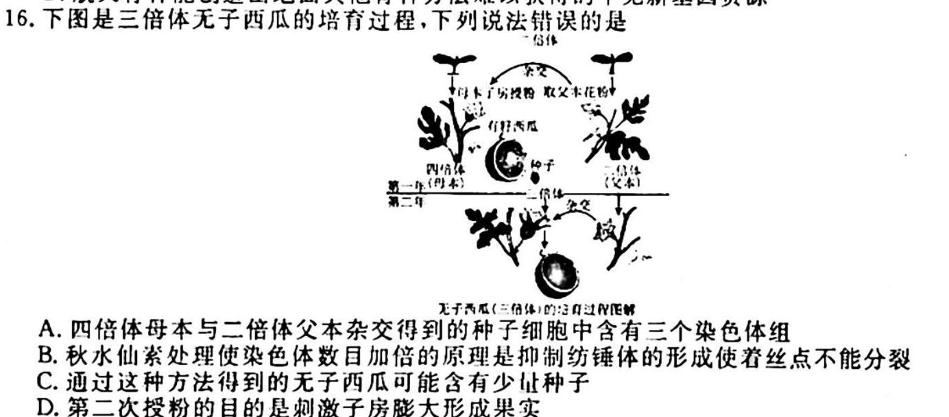 [贵黔第一卷]名校联考·贵州省2023-2024学年度七年级秋季学期自主随堂练习一生物试卷答案
