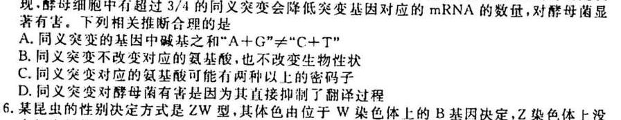 2023年广西三新学术联盟高二10月联考生物试卷答案