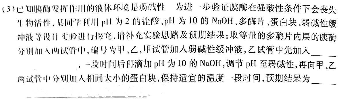 河北省2023-2024学年九年级第一学期阶段练习一生物