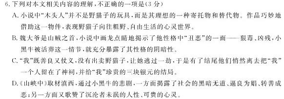 河南省2023-2024学年南阳地区高三年级期中热身模拟考考试卷(24-158C)语文试卷 答案