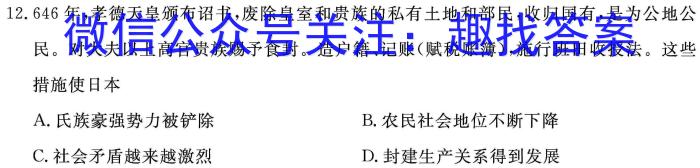大理州2024届高中毕业班第一次复习统一检测历史试卷