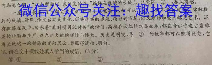 江西省南昌县2023-2024学年度第一学期九年级期中考试/语文