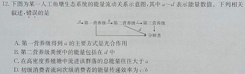 怀仁一中高二年级2023-2024学年上学期第三次月考(24222B)生物