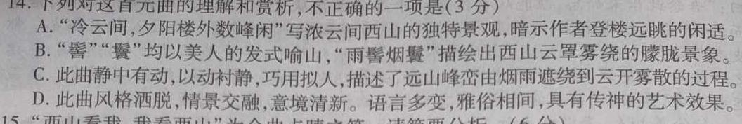 智慧上进·2024届高三总复习双向达标月考调研卷（五）语文试卷 答案