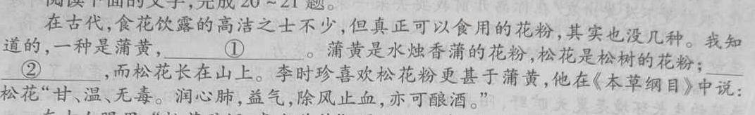 衡中同卷 2023-2024学年度上学期高三年级三调考试语文试卷 答案