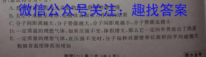 衡水金卷·衡水大联考2024届高三年级10月联考考后强化训练卷物理`