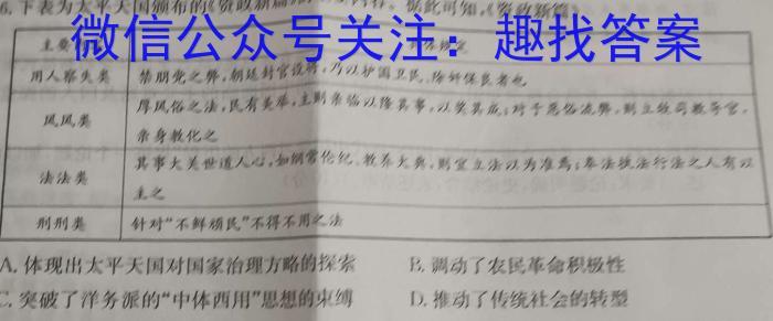 2023-2024学年度上学期凤城一中高二年级10月月考历史试卷