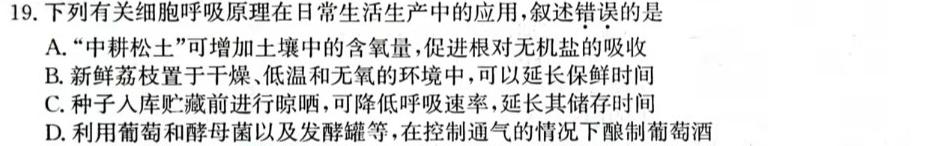 陕西省2023~2024学年度高一期中考试质量监测(24-128A)生物