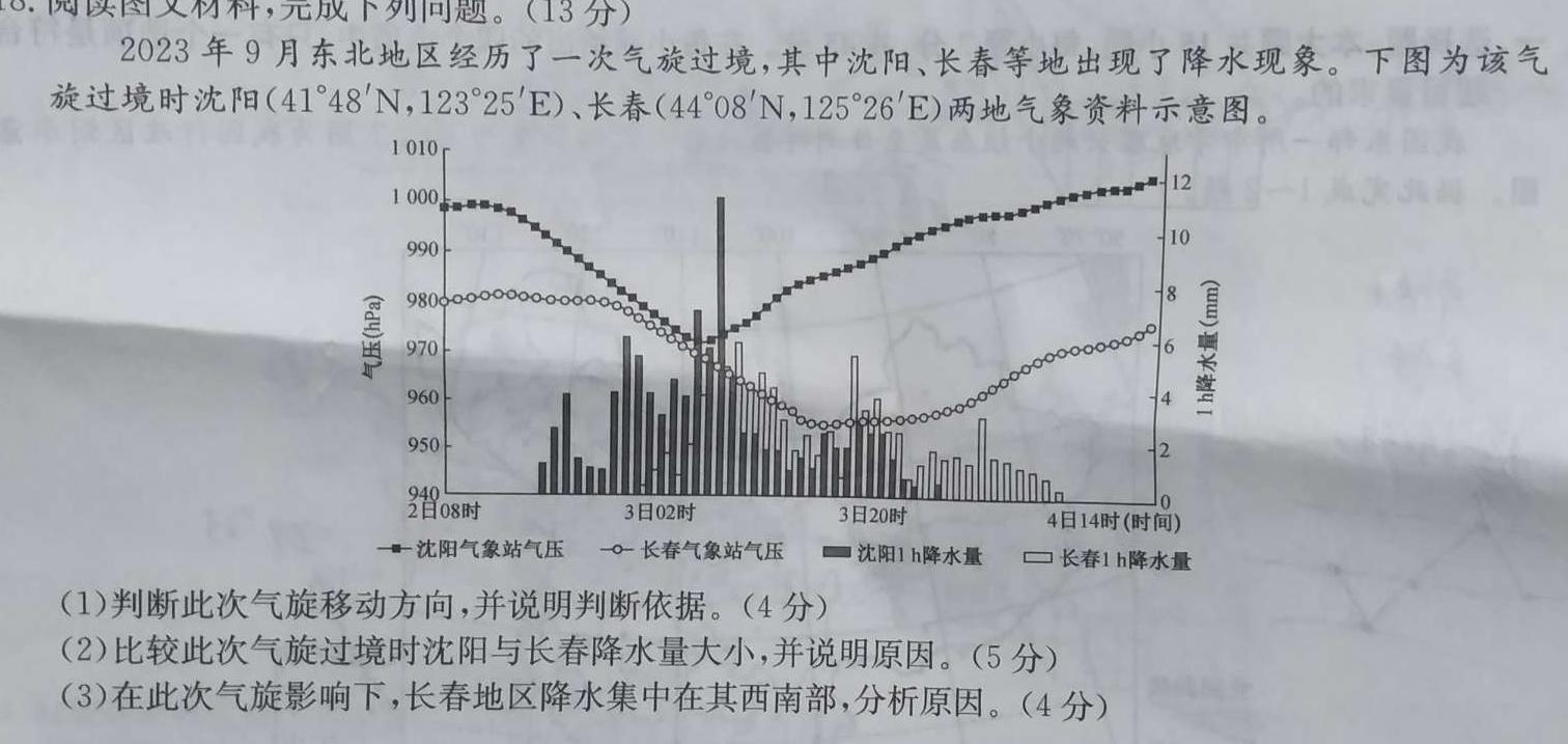 安徽省十联考 合肥六中2023~2024学年度高二下学期期末联考地理试卷l