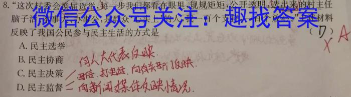 2024届石室金匮高考专家联测卷(六)政治试卷d答案