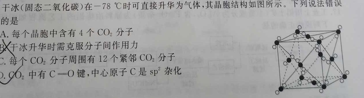 1［四川大联考］四川省2023-2024学年度高二年级上学期12月联考化学试卷答案