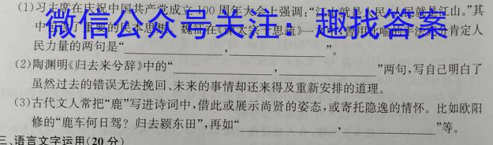 河北省邢台市2023-2024学年度第二学期期中学业质量检测八年级语文