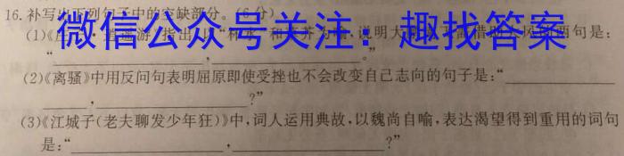 湖南省2023年下学期高一期末考试试题/语文