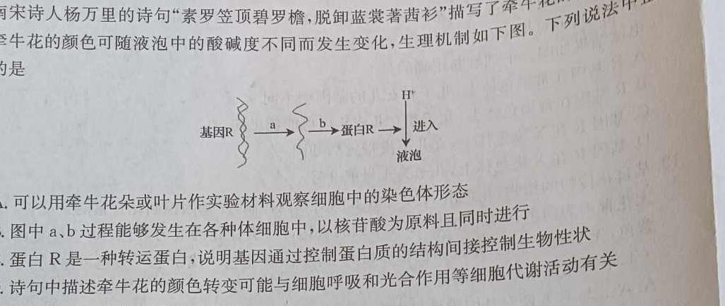 沧州市2023-2024学年第二学期期末教学质量监测（高二年级）生物学部分