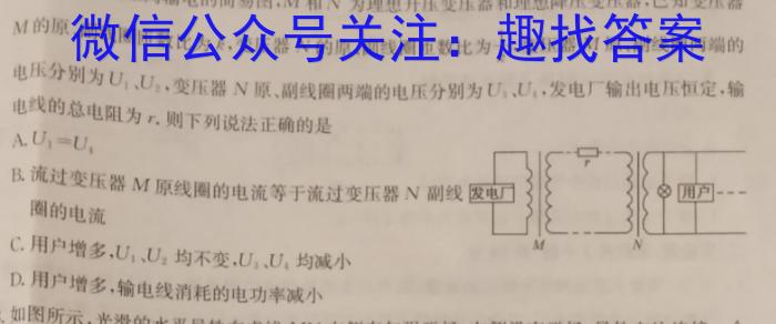 安徽省2024年九年级3月考试（无标题）物理试卷答案