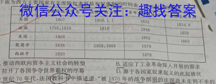 天一大联考·安徽省2024-2025学年度上学期高一9月联考历史