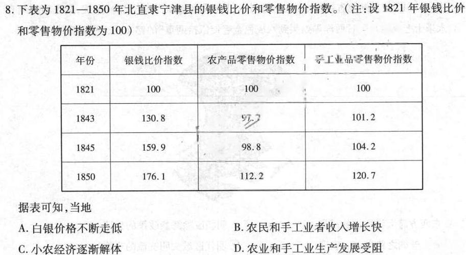 2023-2024学年贵州省高一试卷5月联考(24-506A)思想政治部分