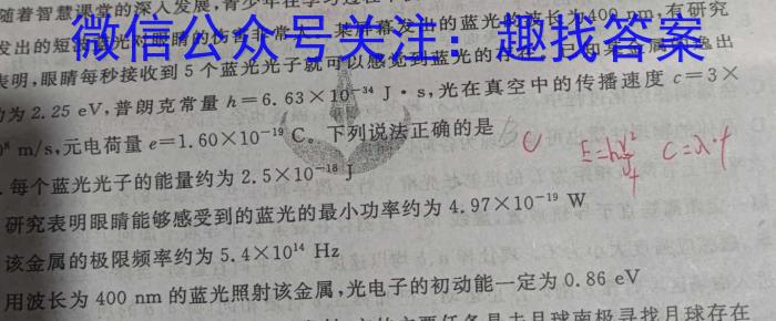 2024年2月海南省高三年级春季学期开学摸底联考物理`