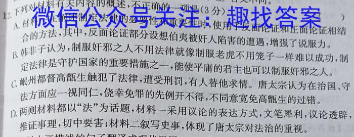 文博志鸿2024年河南省普通高中招生考试模拟试卷(导向一)语文