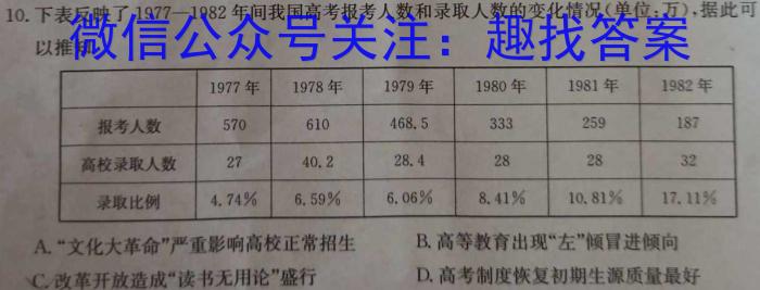 山西省2024届九年级考前适应性评估(二)2 7L R历史试题答案