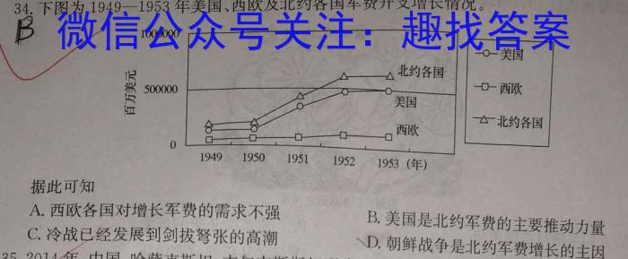 陕西省西安工业大学附属中学2024年九年级第四次适应性训练历史试卷答案