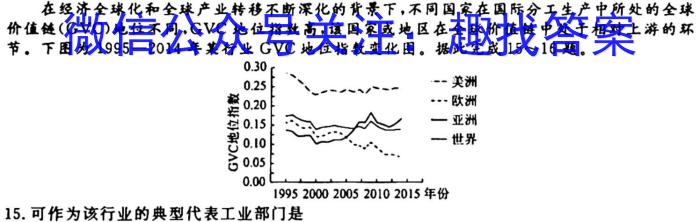 2024届福建省漳州市高中毕业班第四次教学质量检测地理试卷答案