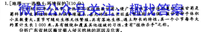 安徽省2025届九年级开学随堂练习地理试卷答案