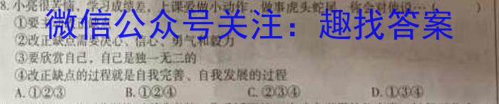 安徽省2023~2024学年安徽县中联盟高二10月联考(4048B)政治~