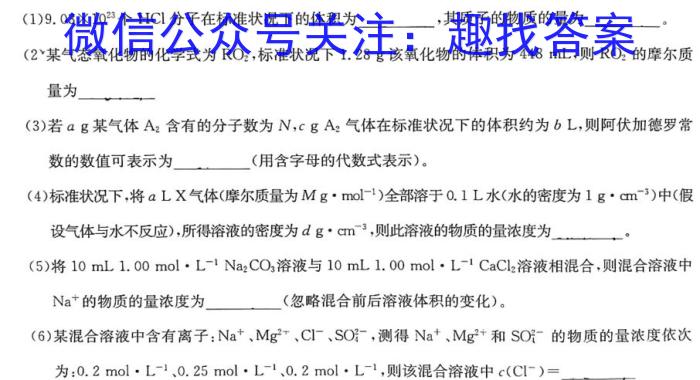 j山西省2023-2024学年第一学期九年级教学质量检测(一)化学