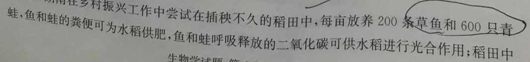 广西省2024届新高三年级摸底测试（10月）生物试卷答案