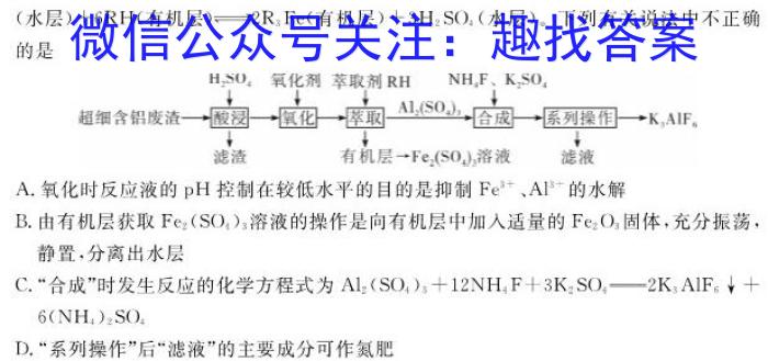 q安徽省2024届九年级G5联动教研第一次阶段性调研化学