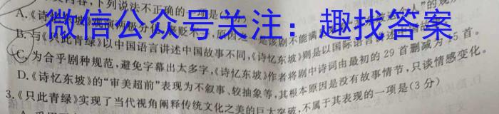 陕西省2023-2024学年度九年级第一学期阶段性学习效果评估(二)2/语文