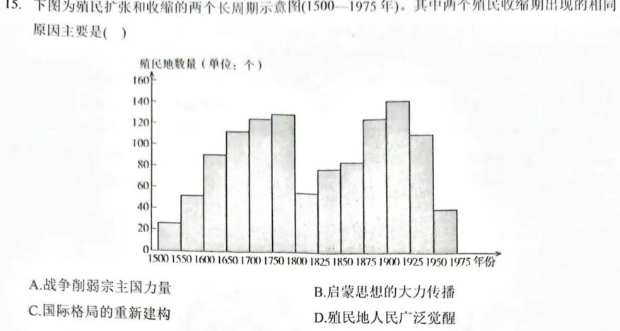 [台州一模]台州市2023年11月选考科目教学质量评估试题(2023.11)历史