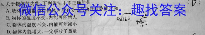 陕西省2023-2024学年度上学期九年级摸底评估（一）物理`