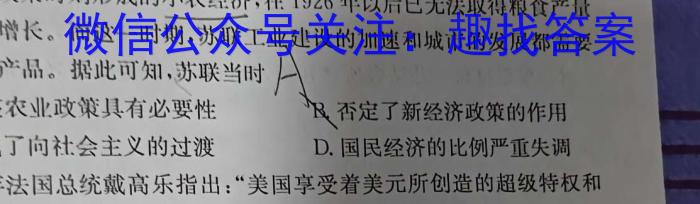 1号卷 A10联盟2024年高考原创信息卷(三)3历史试卷答案