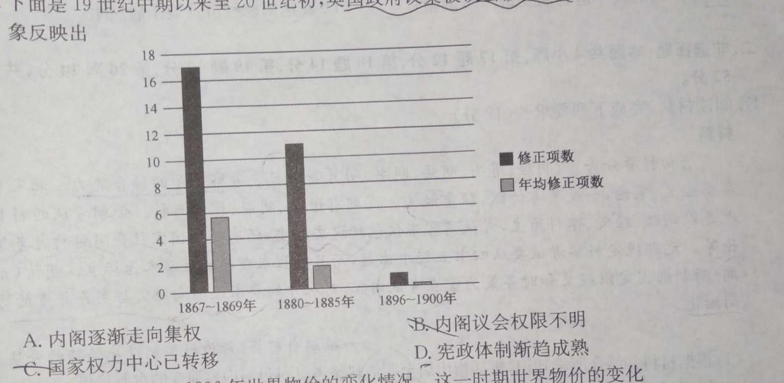 江西省2024届九年级初中目标考点测评（十三）历史