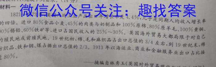 安徽省2023~2024学年度九年级阶段质量检测（三）历史