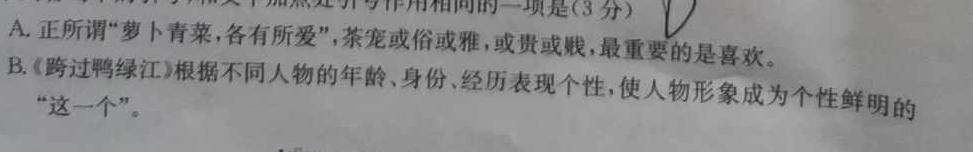 九师联盟·2024届高三10月质量检测巩固卷(XG）语文试卷答案