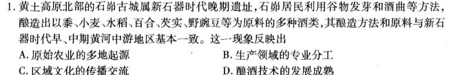 安徽省2023-2024学年高二年级上学期10月阶段检测历史