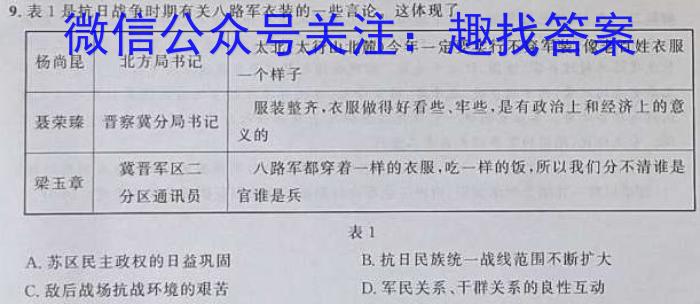 巴蜀中学2024届高考适应性月考卷（三）历史