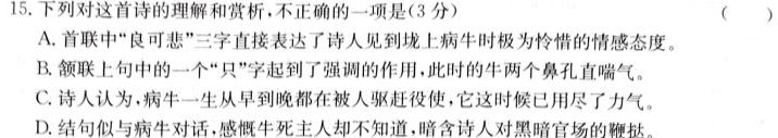 甘肃省2023-2024学年第一学期高一期中考试(24180A)语文试卷 答案