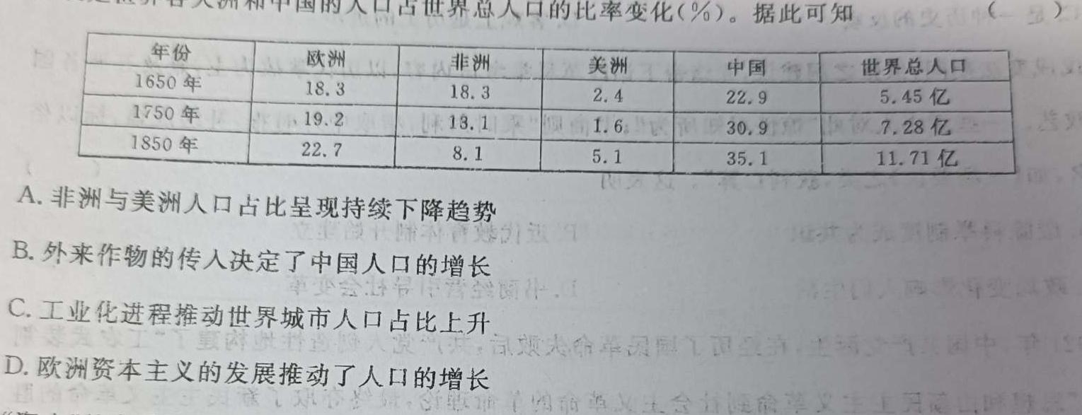 2024年衡水金卷先享题分科综合卷答案新教材一历史