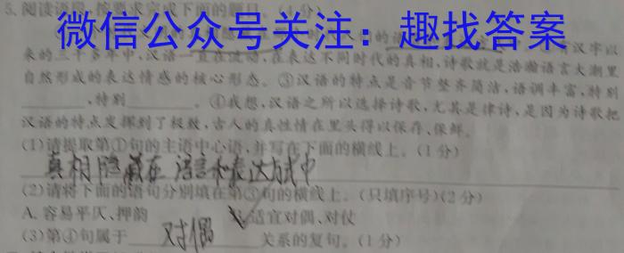 陕西省2023年秋季学期高一期中考试（241224Z）/语文