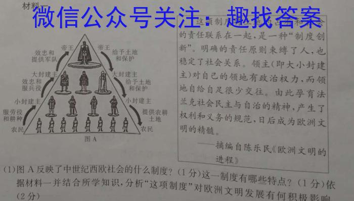 山西省2023~2024上学年九年级期中阶段评估卷(24-CZ31c)历史