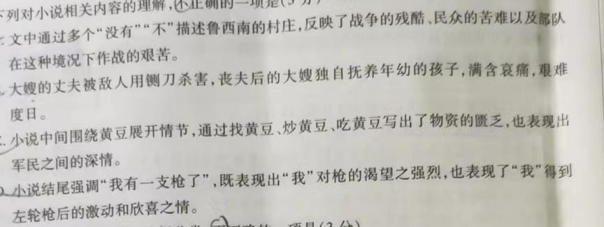 [今日更新]乌兰浩特一中2023~2024学年高一上学期期中考试(241228Z)语文试卷答案