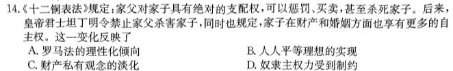 内蒙古2023-2024学年高三11月联考(♡♡)历史