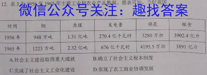 2024年衡水金卷先享题分科综合卷答案新教材一历史试卷