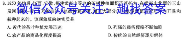 安徽省2023~2024学年度届九年级阶段质量检测 R-PGZX D-AH✰历史试卷