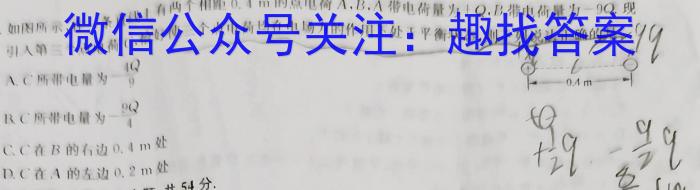 天一大联考 2023-2024学年安徽高二(上)期中考试 皖豫名校联盟&安徽卓越县中联盟q物理